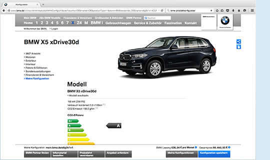 Slider Referenzen von doubleSlash, BMW, Produktkonfiguration Zusammenfassung