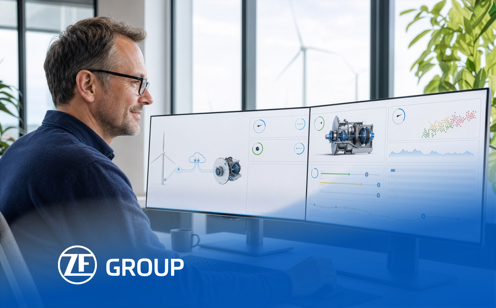 ZF Predictive-Maintenance-Dashboard für Windenergieanlagen und Antriebsdaten.